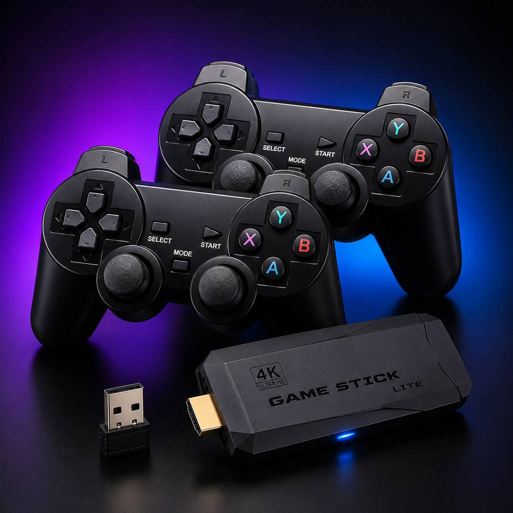 🎮 Mini Consola Retro Game Stick 4K + 2 Mandos Inalámbricos | Más de 10,000 Juegos Clásicos | 64 GB